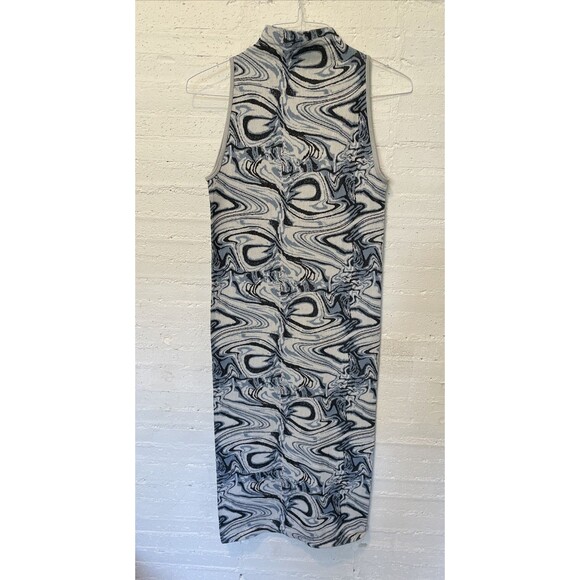 Elegant Bodycon High-Neck Midi Marbled Zara Women’s Jacquard Dress M/L - Picture 2 of 5